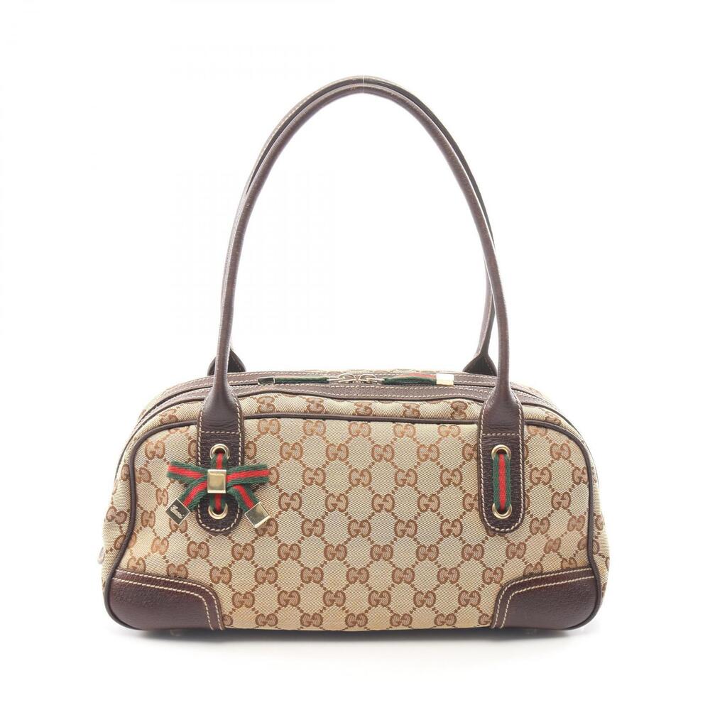 Gucci Princy Shoulder Bag Canvas Leather Beige Brown Multicolor